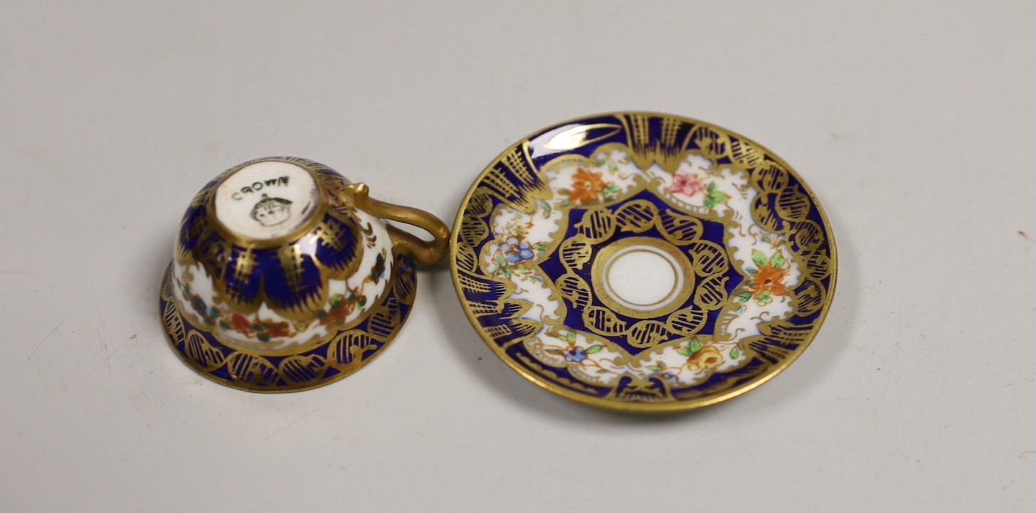 Miniature bone china teaware including Spode and Royal Crown Derby